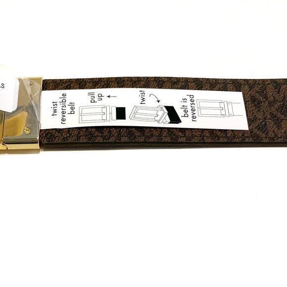 Michael Kors Brown Tan Logo Gold Buckle Belt NWT - Picture 9 of 9